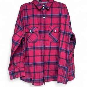 Men’s size 3XL Dickie’s Red Plaid Cotton Snap Jacket 100% Cotton